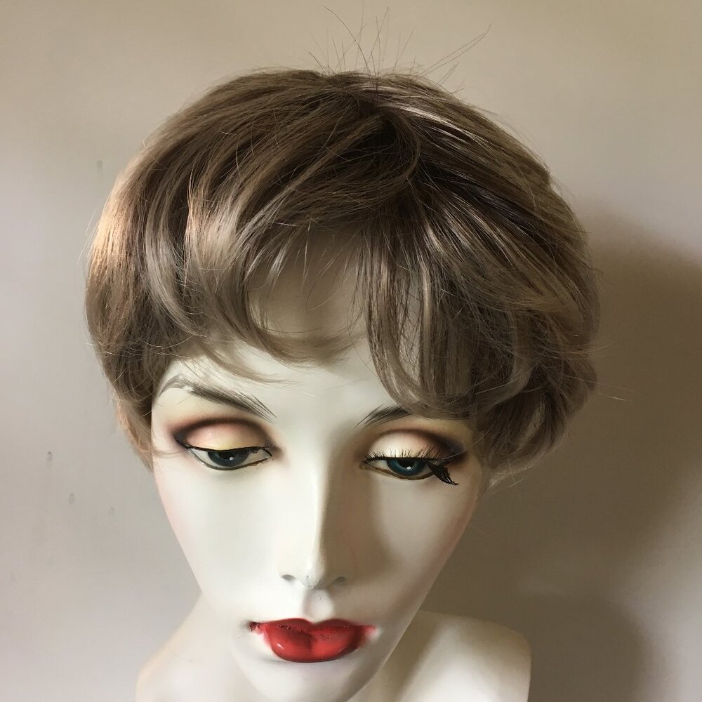 Natural looking synthetic wig